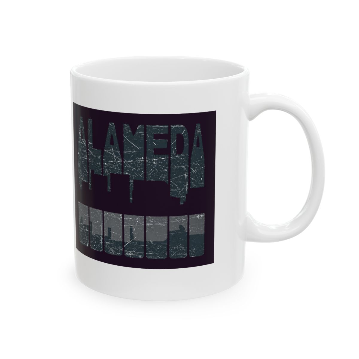 Alameda Vintage Alameda California Retro Alameda Skyline Ceramic Mug, Blue/White | Alemeda