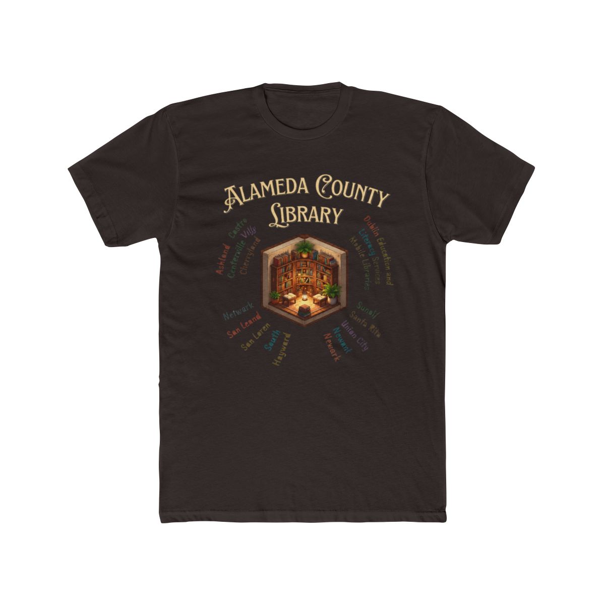 Alameda County Library Community Map T Shirt | Alemeda - alternate angle 3, merchandise