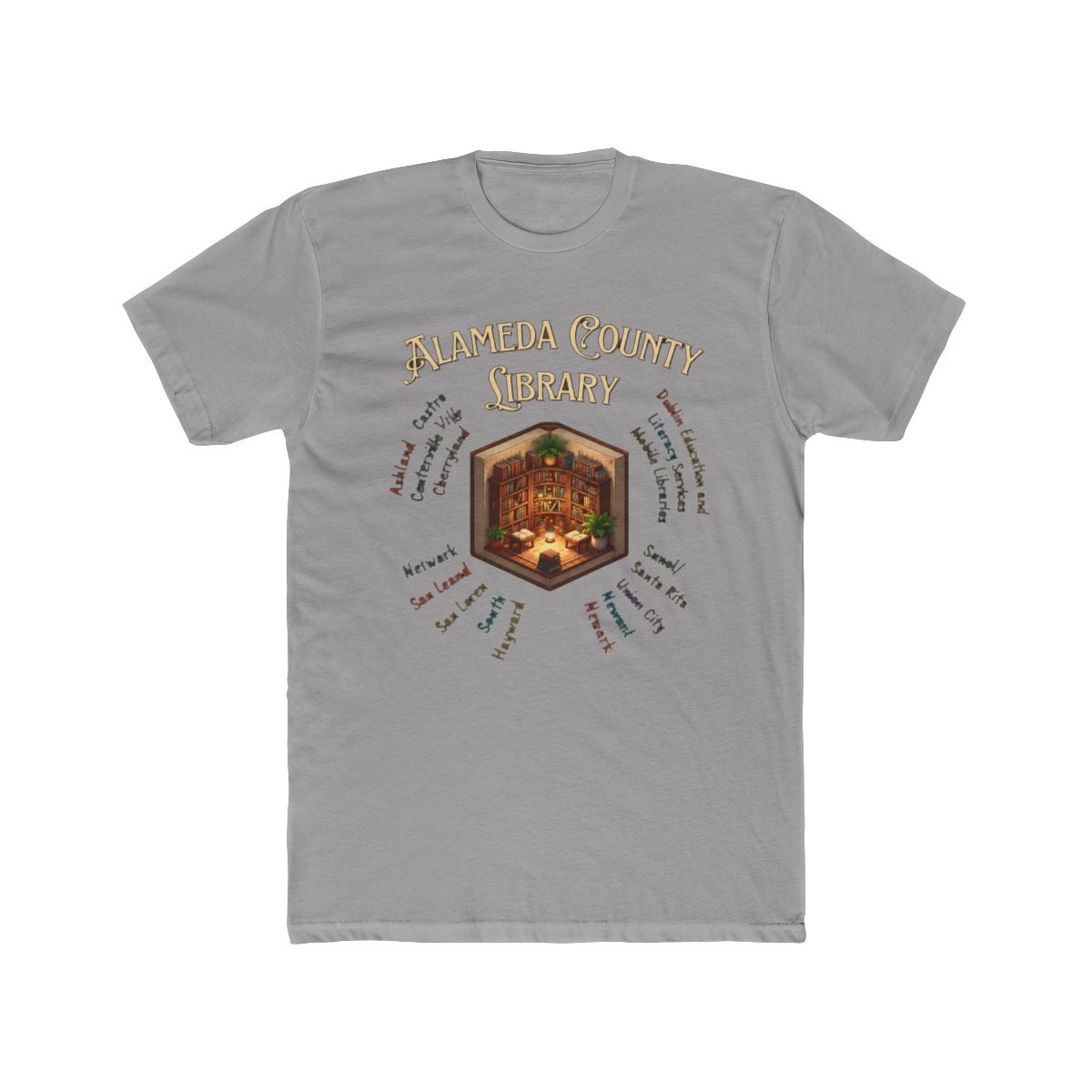 Alameda County Library Community Map T Shirt | Alemeda - alternate angle 2, merchandise