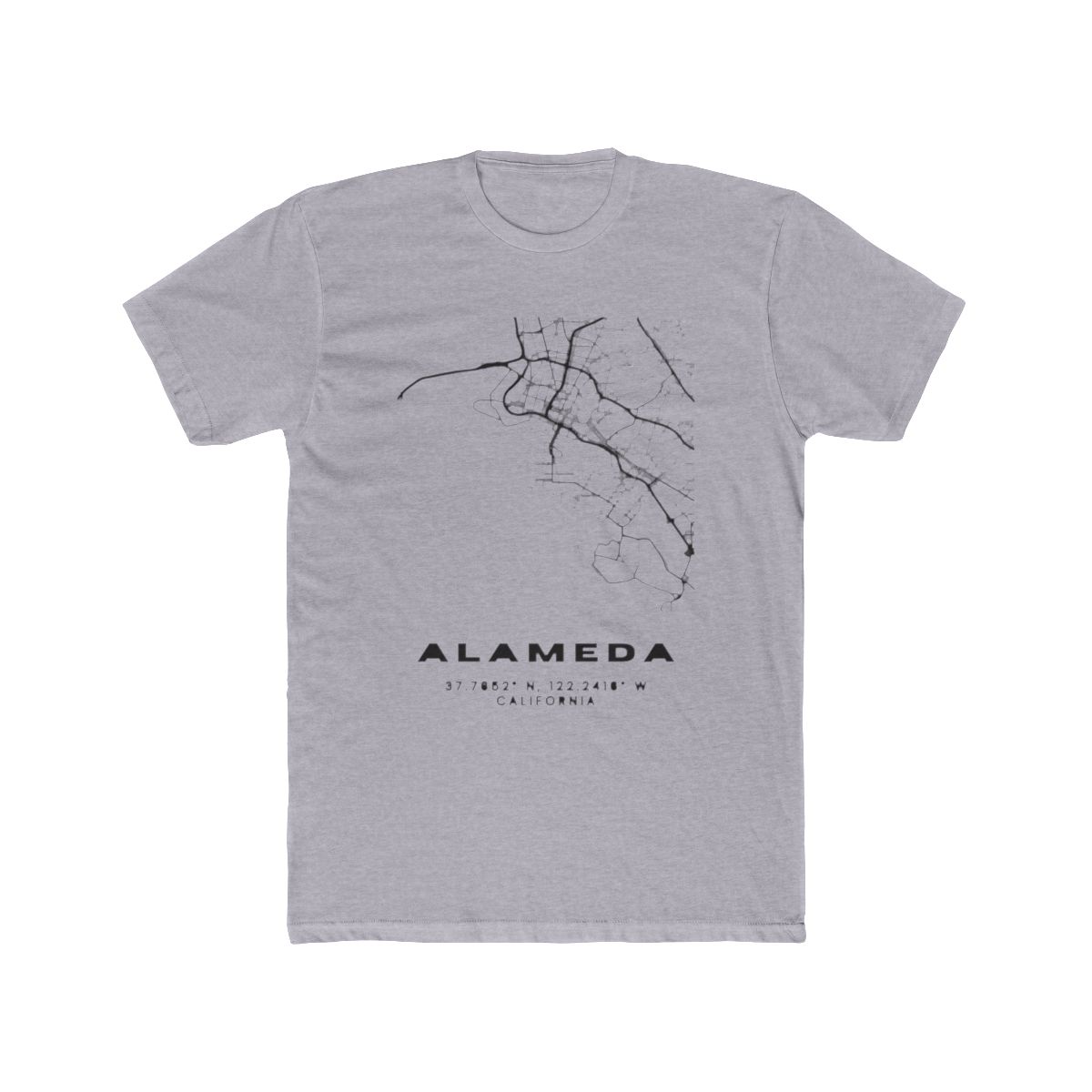 Minimalist Alameda Map Art - California City Coordinates Design T Shirt | Alemeda