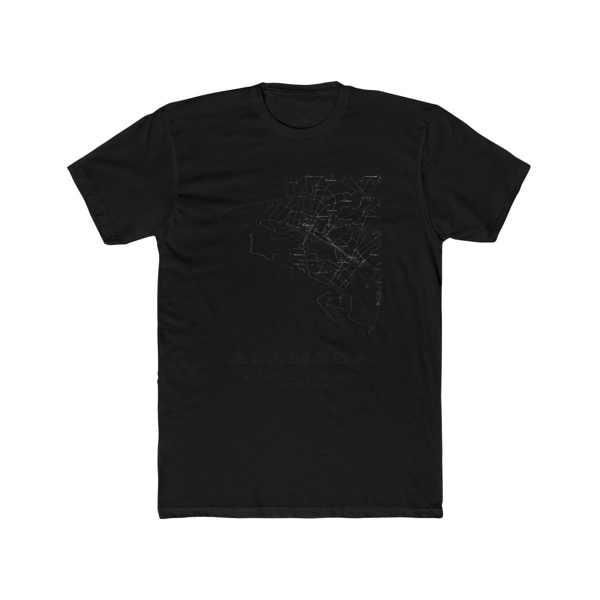 Minimalist Alameda Map Art - California City Coordinates Design T Shirt | Alemeda - alternate angle 3, merchandise