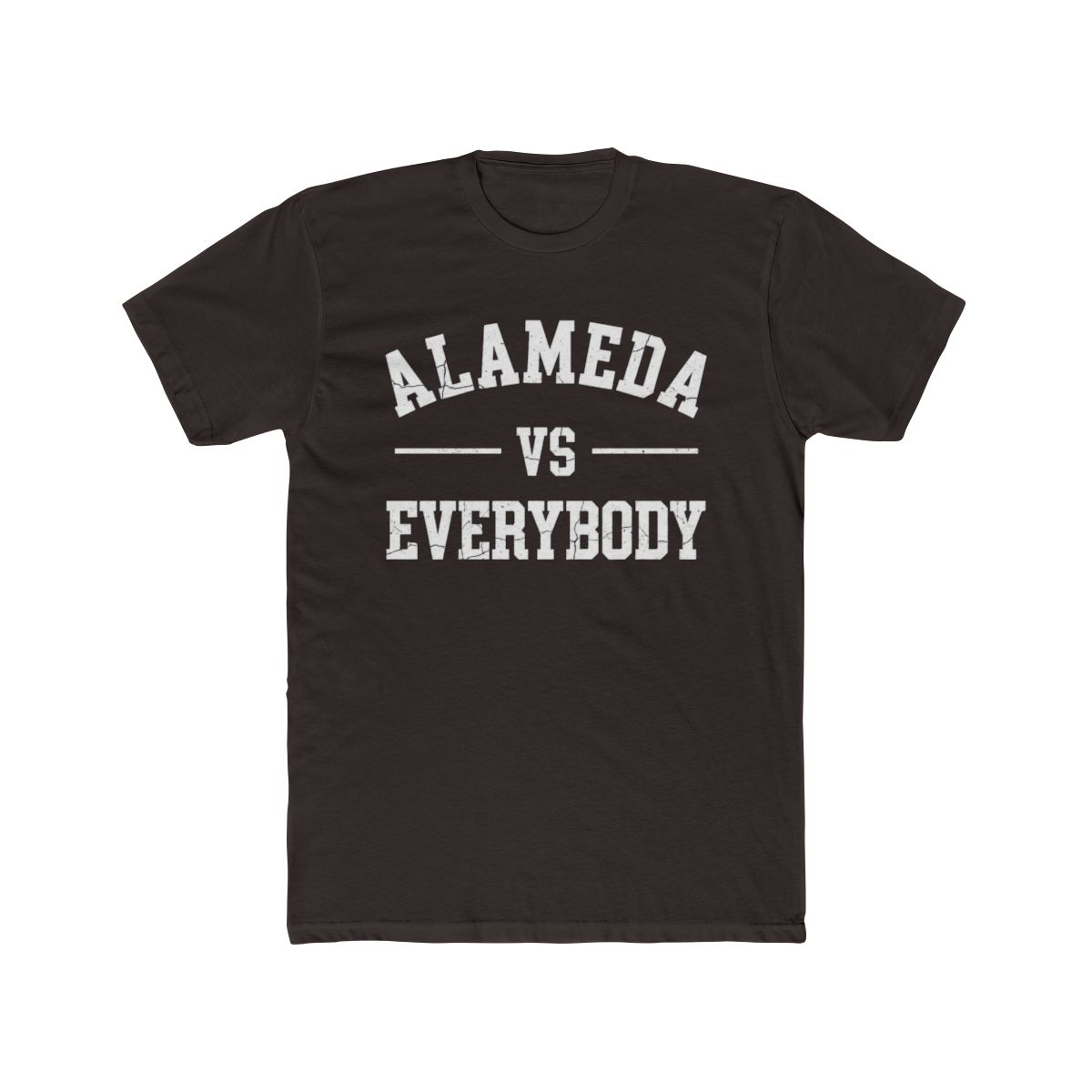 Alameda Vs Everybody Distressed Text T Shirt | Alemeda - alternate angle 2, merchandise