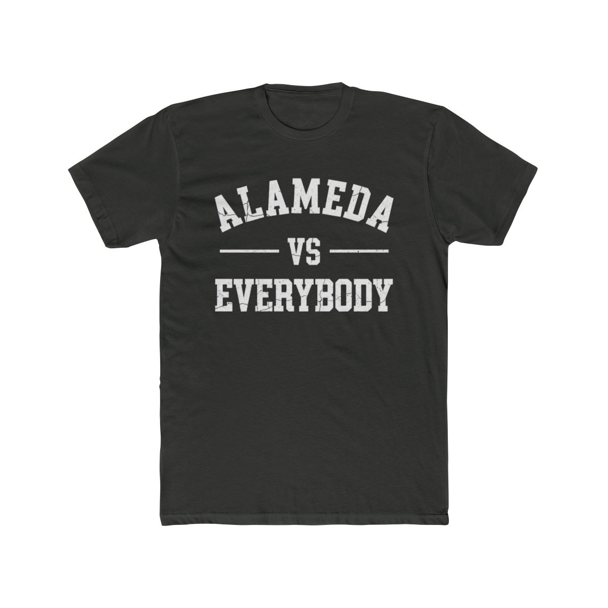 Alameda Vs Everybody Distressed Text T Shirt | Alemeda - alternate angle 5, merchandise