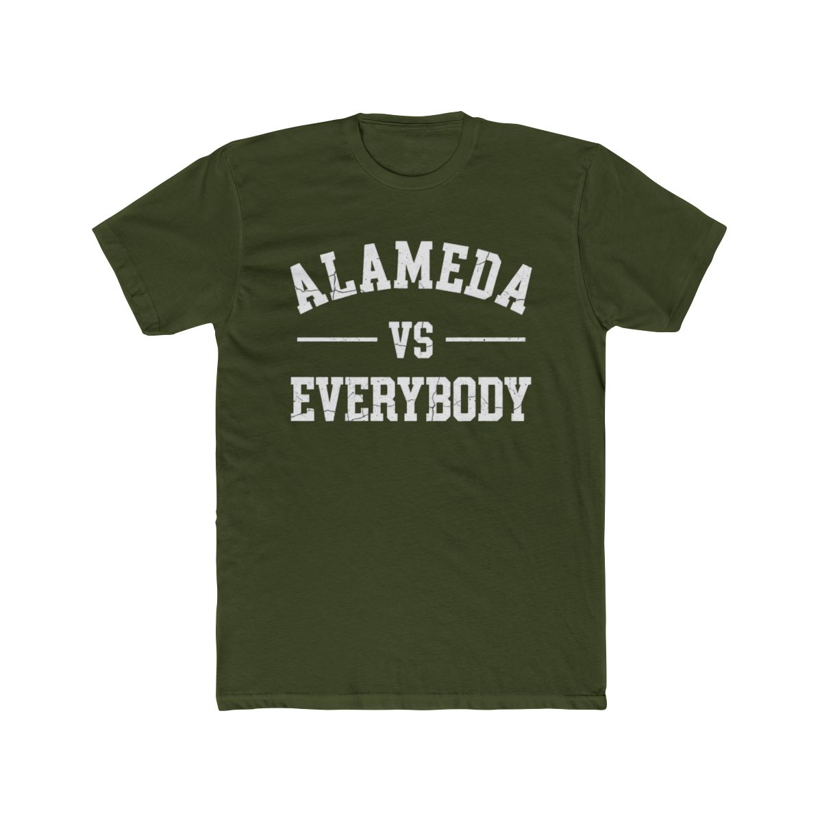 Alameda Vs Everybody Distressed Text T Shirt | Alemeda - alternate angle 4, merchandise