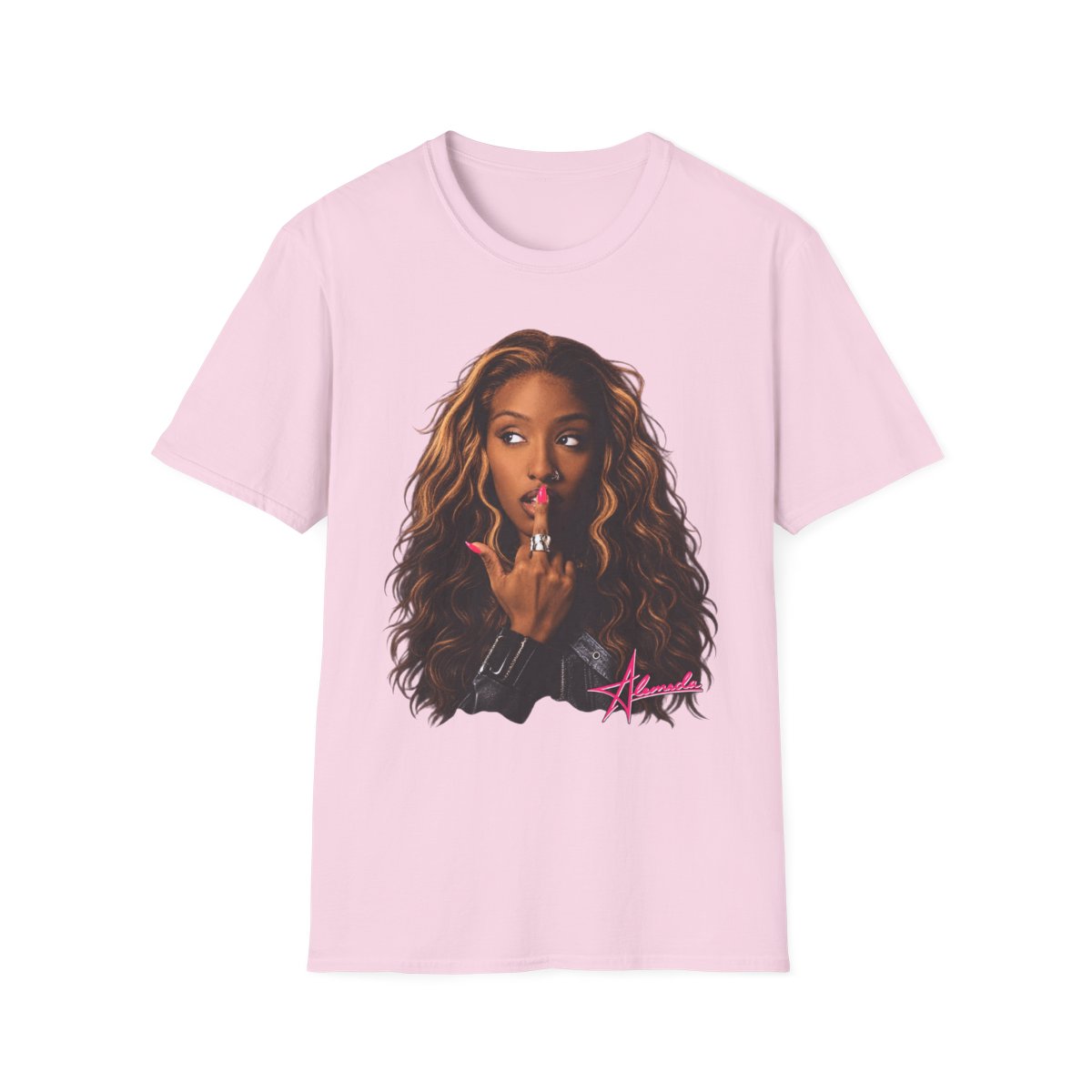 Curly-Haired Woman Portrait T-Shirt | Female Face Graphic | Alemeda Merch - Official T-Shirts merchandise