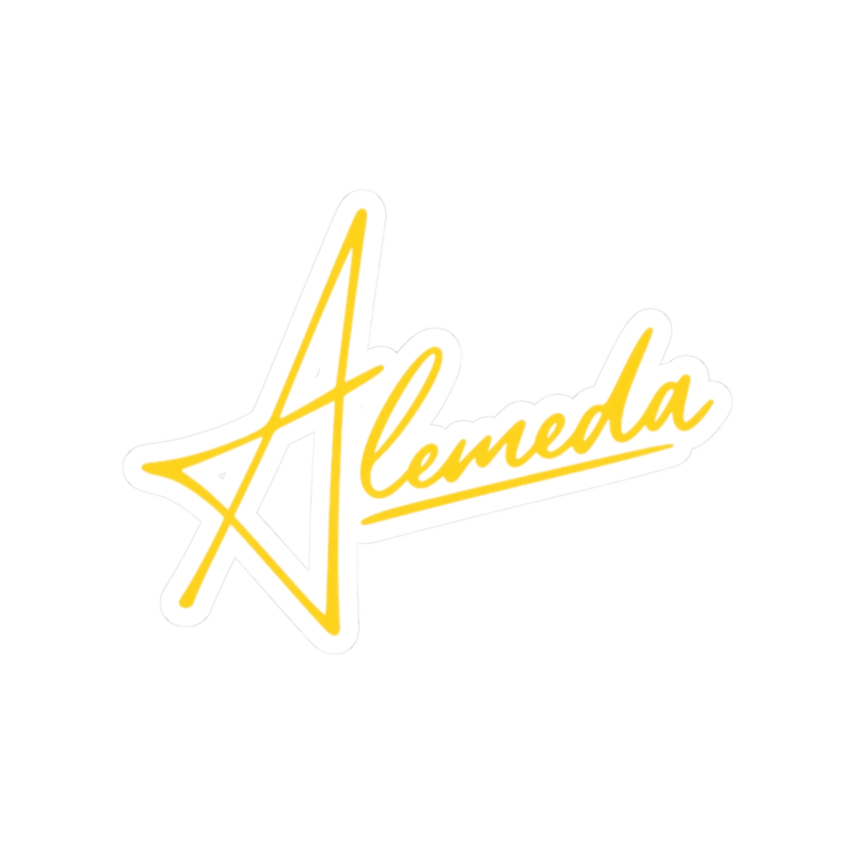 Alemeda Script Logo Sticker | Alemeda Merch - alternate angle 3, merchandise
