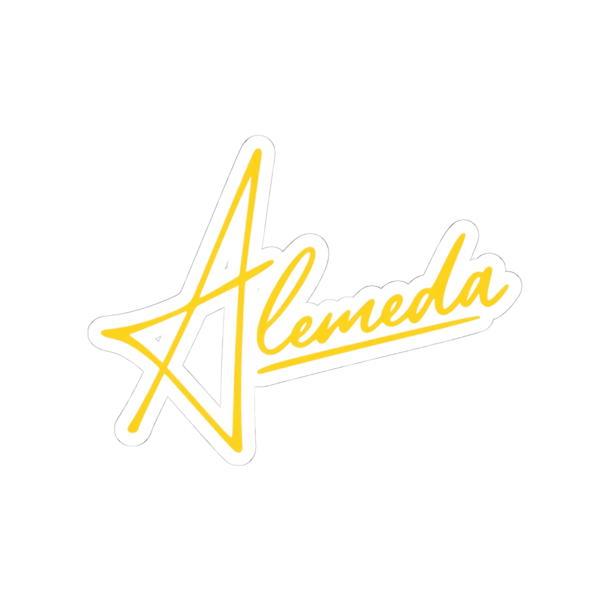 Alemeda Script Logo Sticker | Alemeda Merch - alternate angle 2, merchandise